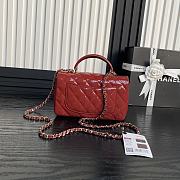 Chanel Top Handle Flap Bag Red Patent 20x9x13cm - 5