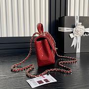 Chanel Top Handle Flap Bag Red Patent 20x9x13cm - 4