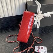 Chanel Top Handle Flap Bag Red Patent 20x9x13cm - 3