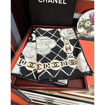 Chanel White Scarf and Shawl 110x110cm