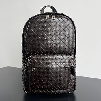 Bottega Veneta Calfskin Intrecciato Backpack Brown 46x30x14cm