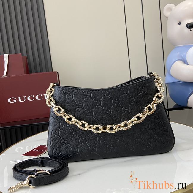 Gucci GG Emblem Small Shoulder Bag Black 29x17x10cm - 1