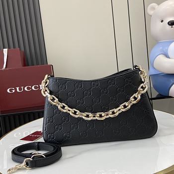 Gucci GG Emblem Small Shoulder Bag Black 29x17x10cm