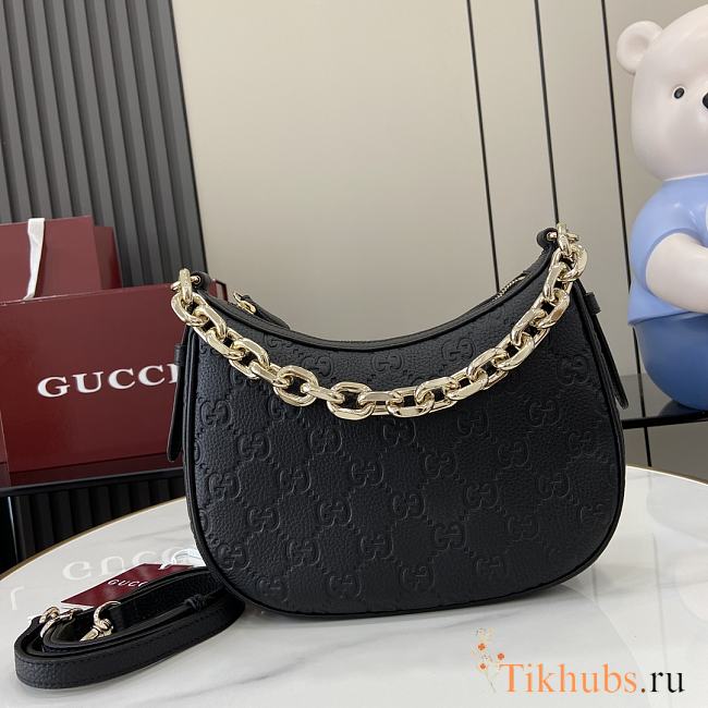 Gucci GG Emblem Small Shoulder Bag Black 25.5x20x5cm - 1