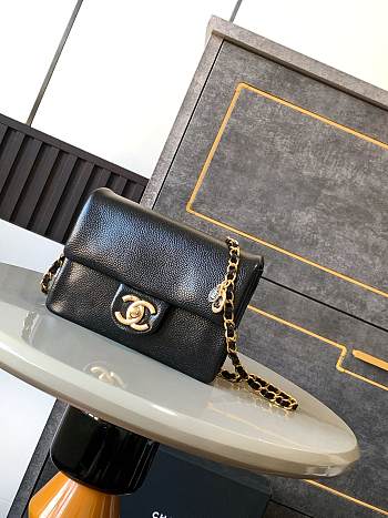 Chanel Mini 24K Flap Bag Black Gold 17.5x13x6cm