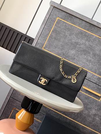 Chanel 24K Flap Bag Black Gold 33x16x5cm