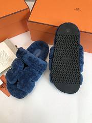 Hermès Chypre Sandals Blue Shearling - 2