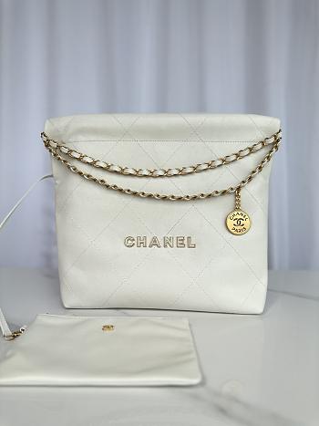 Chanel 22 Handbag White Caviar Gold 37x35x7cm