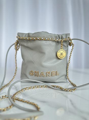 Chanel Mini 22 Handbag Grey Caviar Gold 20x19x6cm