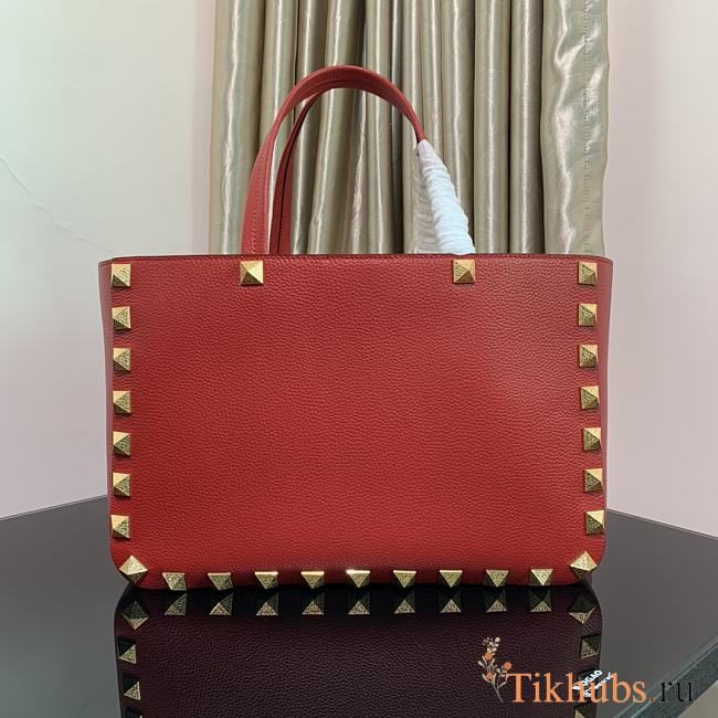 Valentino Garavani Roman Stub Red Tote Bag 39.5x27x18cm - 1