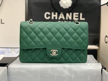 Chanel Flap Bag Green Caviar Silver 25cm