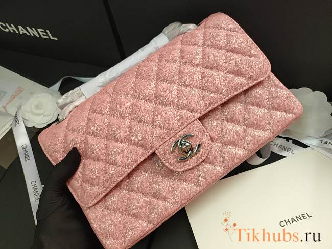 Chanel Flap Bag Iridescent Pink Silver 25cm - 1