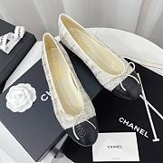 Chanel Ballerina White Tweed Flat - 1