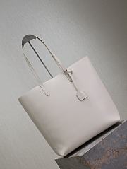 YSL Shopping Tote Bag Leather White 32.5x35x10.5cm - 5