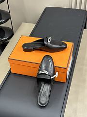 Hermes Black Silver Mules - 3