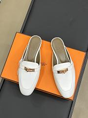 Hermes White Gold Mules - 1