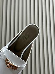 Hermes White Gold Mules - 4