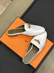 Hermes White Gold Mules - 3