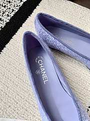 Chanel Ballerina Purple Tweed Black Flat - 5