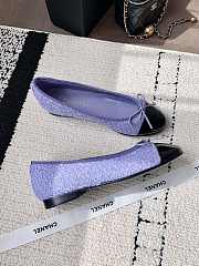 Chanel Ballerina Purple Tweed Black Flat - 4