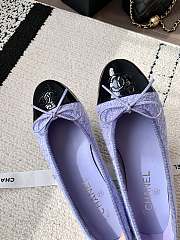 Chanel Ballerina Purple Tweed Black Flat - 3