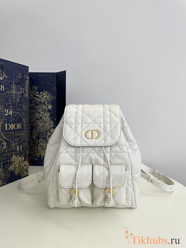 Dior Medium Caro Backpack White Lambskin 23 x 26.7 x 12.5 cm - 1