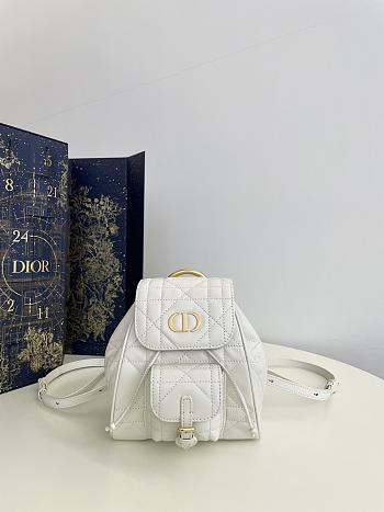 Dior Small Caro Backpack White Lambskin 19.5 x 18.5 x 8.5 cm