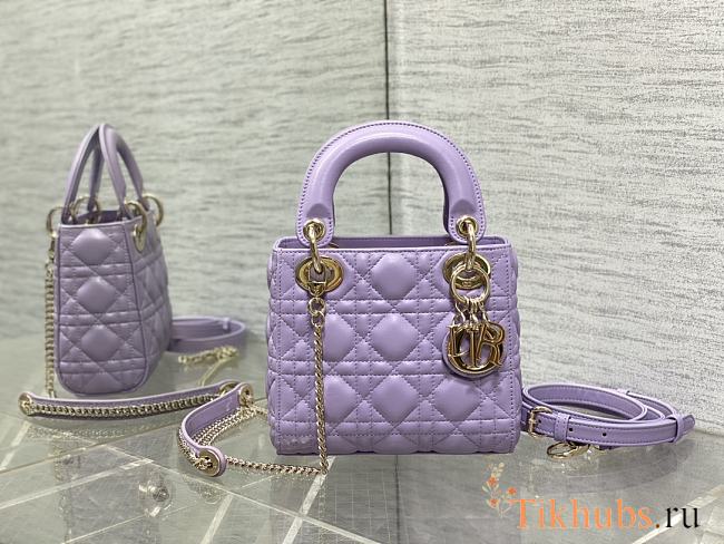 Dior Mini Lady Bag Purple Gold 17cm - 1