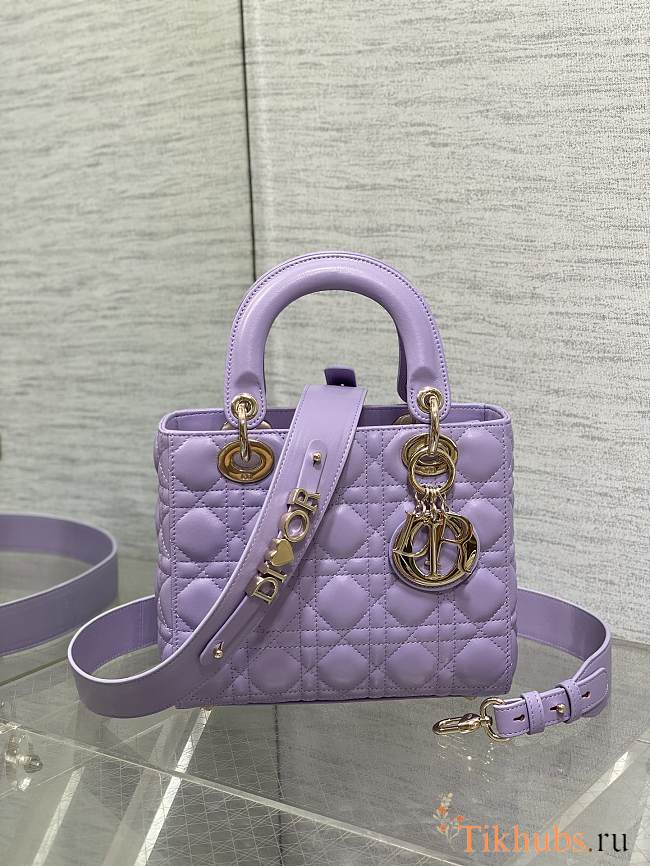 Dior Small Lady Bag Purple Gold 20cm - 1