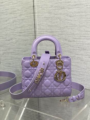 Dior Small Lady Bag Purple Gold 20cm