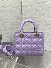 Dior Small Lady Bag Purple Gold 20cm - 3