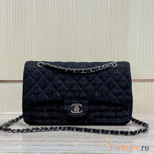 Chanel Flap Bag Classic 11.12 Denim Black Grey - 1