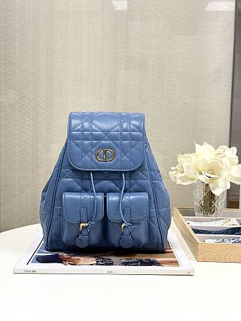 Dior Medium Caro Backpack Blue Lambskin 23 x 26.7 x 12.5 cm