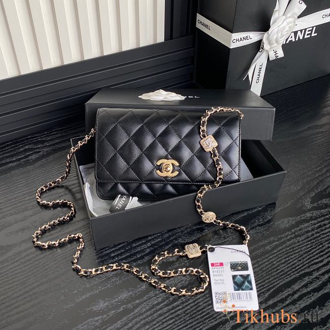 Chanel Wallet Chain Woc Black Lambskin 19cm - 1