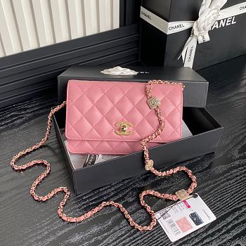 Chanel Wallet Chain Woc Pink Lambskin 19cm