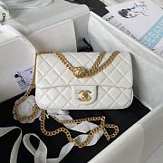 Chanel Flap Bag CF Camellia Lambskin White Gold 20cm - 1