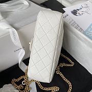 Chanel Flap Bag CF Camellia Lambskin White Gold 20cm - 6