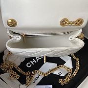 Chanel Mini Flap Bag Camellia Lambskin White Gold 18x13x7cm - 5