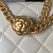 Chanel Mini Flap Bag Camellia Lambskin White Gold 18x13x7cm - 3