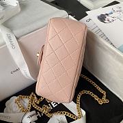 Chanel Mini Flap Bag Camellia Lambskin Pink Gold 18x13x7cm - 5