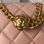 Chanel Mini Flap Bag Camellia Lambskin Pink Gold 18x13x7cm - 3