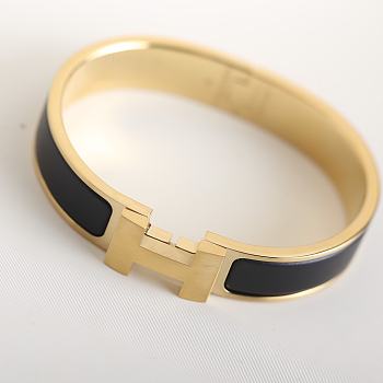 Hermes Clic Clac H Black Gold Bracelet