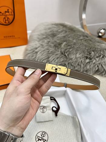 Hermes Kelly 18 Gold Hardware Grey Belt