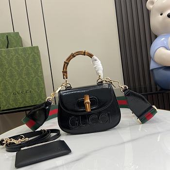 Gucci Bamboo 1947 Mini Top Handle Black Bag 17x12x7.5cm