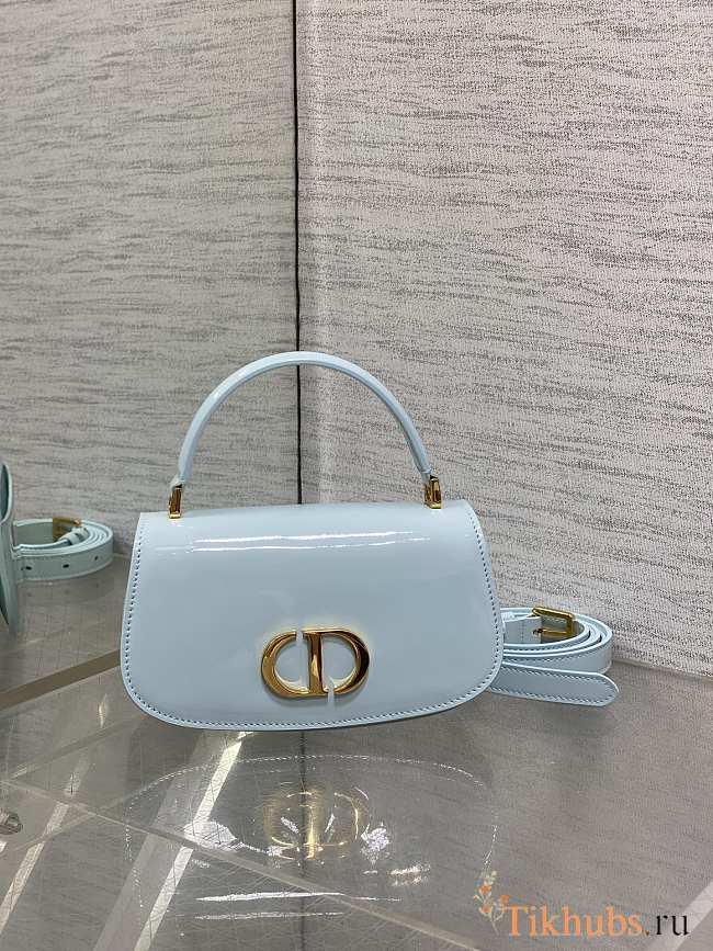 Dior Small 30 Montaigne Top Handle Bag Blue Patent 19x10x8cm - 1