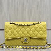 Chanel Medium Flap Bag Yellow Caviar Silver 25cm - 1