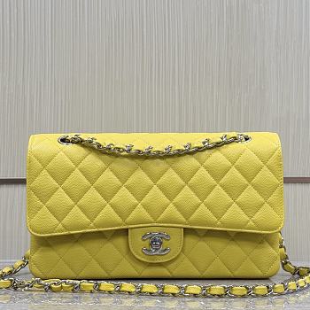 Chanel Medium Flap Bag Yellow Caviar Silver 25cm