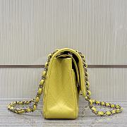 Chanel Medium Flap Bag Yellow Caviar Silver 25cm - 6