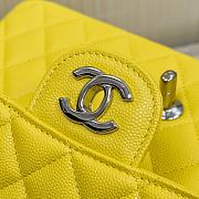 Chanel Medium Flap Bag Yellow Caviar Silver 25cm - 4