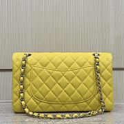 Chanel Medium Flap Bag Yellow Caviar Silver 25cm - 3